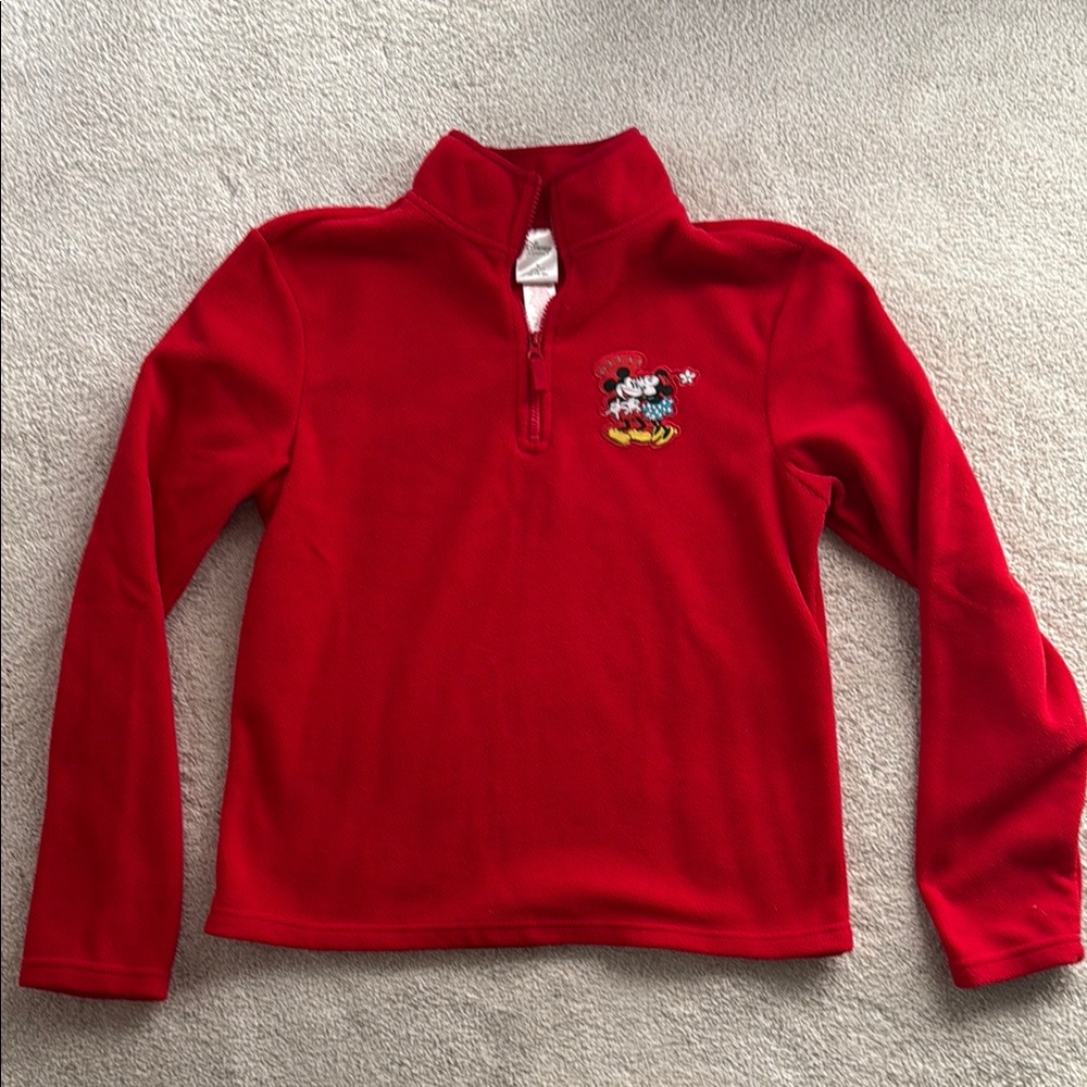 Like New! Cute Red Quarter-Zip Fleece with Character Embroidery - Medium